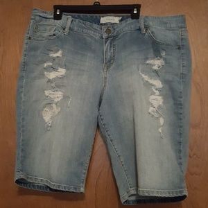 Torrid destructed Bermuda shorts.